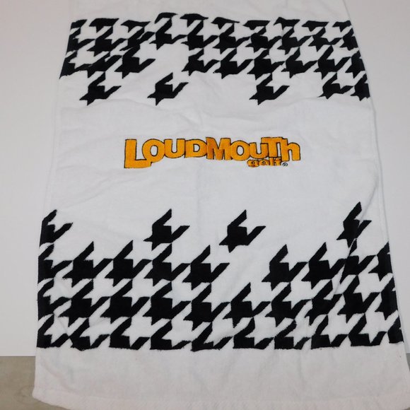 2011 Winning Edge LOUDMOUTH White Black Yellow Embroidered Golf Towel 16" x 23" - Picture 4 of 7
